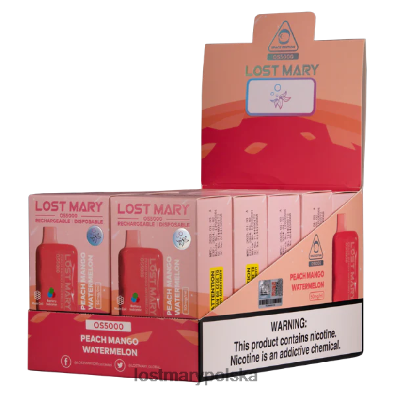 LOST MARY Flavours - zgubiłem Mary Os5000 arbuz brzoskwiniowo-mango L4FV54