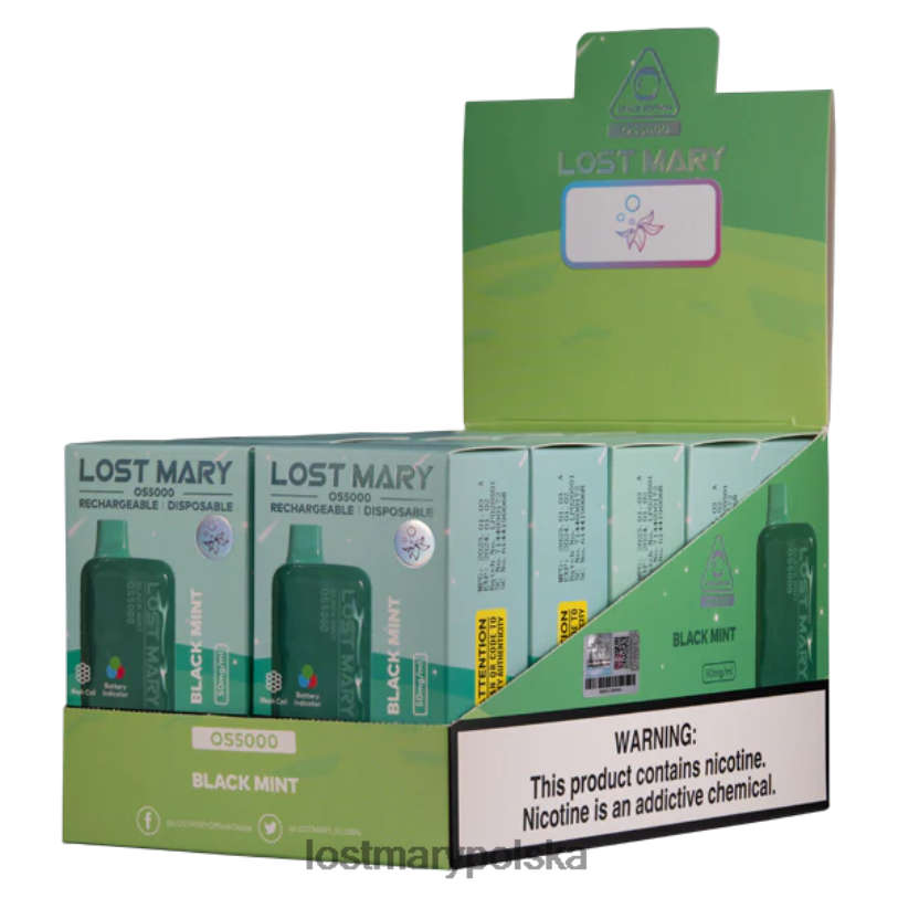 LOST MARY Vape Opinie - zgubiłem Mary Os5000 czarna mięta L4FV10