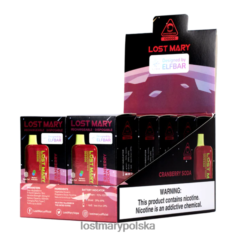 LOST MARY Vape - zgubiłem Mary Os5000 soda żurawinowa L4FV27