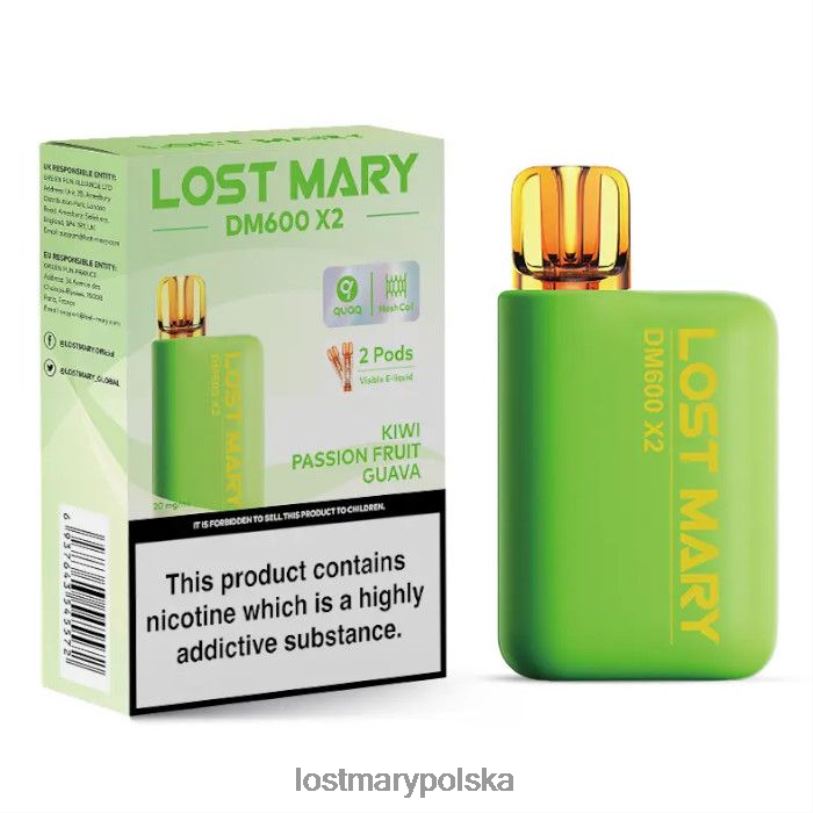 LOST MARY Polska - jednorazowy waporyzator Lost Mary DM600 x2 kiwi, marakuja, gujawa L4FV193